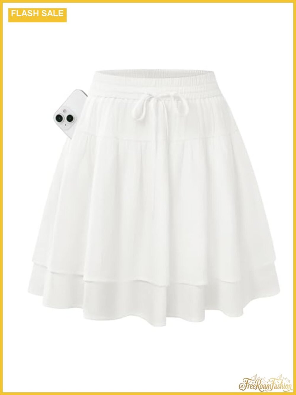 Kate K Skort Tiered Ruffle High Waist Swing Skirt w Pockets